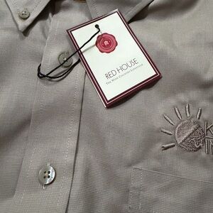 Red House Men's Button-Down Long sleeve Shirt in Taupe Kyra Infotech Size Large